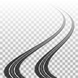 winding tire tracks on transparent vector image