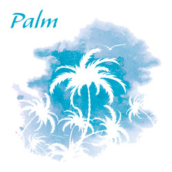 palm trees watercolor background vector image