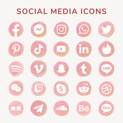 social media icons set watercolor with facebook vector image