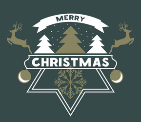 merry christmas greeting card with snow vector image