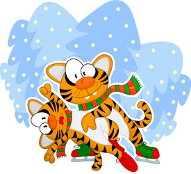 skating tigers vector image