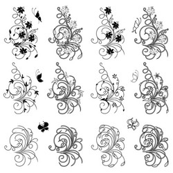 set floral and butterflies design elements vector image