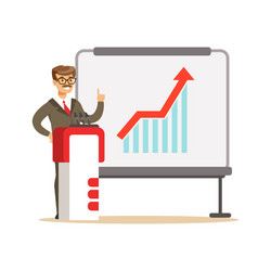 smiling businessman giving a presentation vector image