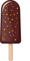 ice cream in chocolate glaze with nuts vector image