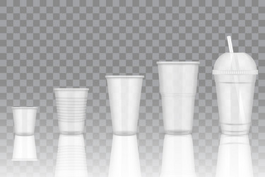 transparent disposable plastic cup mockups vector image