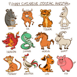 set of isolated chinese zodiac animals signs vector image