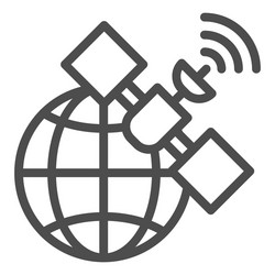 gps satellite line icon global signal vector image