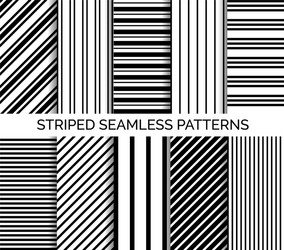 set of striped seamless black and white patterns vector image