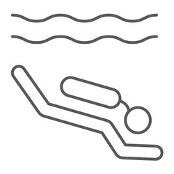 scuba diving thin line icon and underwater vector image