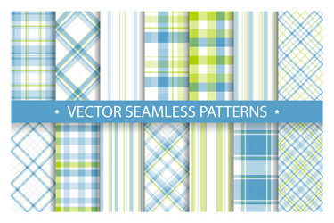 Set plaid pattern seamless tartan patterns fabric vector