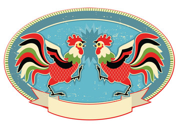 rooster fight color background vector image