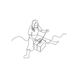 Continuous one line woman on floor opens vector