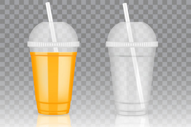 transparent disposable plastic cup mockups vector image