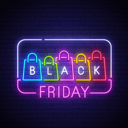 Black friday neon sign bright signboard vector