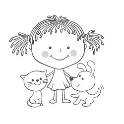 girl kitten puppy vector image