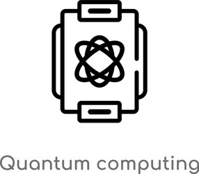 Outline quantum computing icon isolated black vector