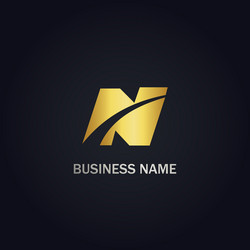 n initial business company gold logo vector image