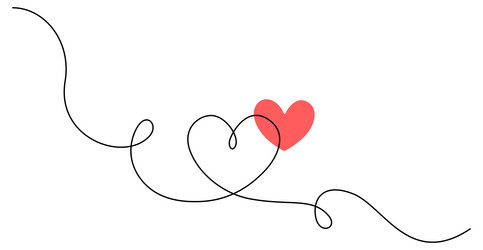 one continuous drawing of heart and color shape vector image