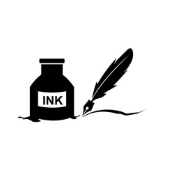 feather pen ink and bottle icon isolated sign vector image