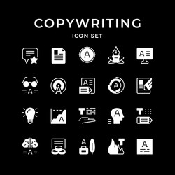 set glyph icons copywriting vector image