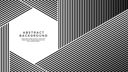 Black and white hexagonal lines background vector