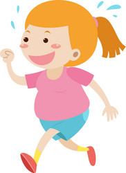 Fat girl running alone vector