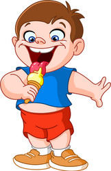 kid eating icecream vector image