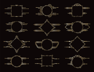 set frames golden geometric borders vector image