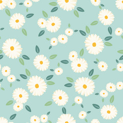 cute white daisy flower seamless pattern on blue vector image