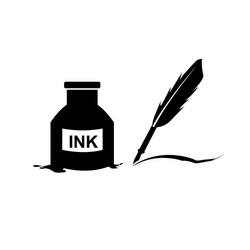 feather pen ink and bottle icon isolated sign vector image