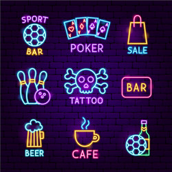 bar street neon label set vector image