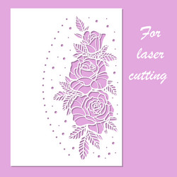 laser cutting template openwork card with roses vector image