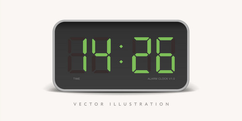 realistic green digital clock isolated background vector image