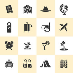 Set of black travel and tourism icons vector