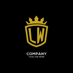 Initial lw logo shield crown style luxury elegant vector