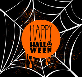 happy halloween pumpkin text over spider web eps10 vector image