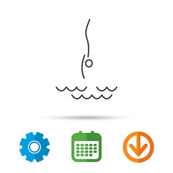 diving icon jumping into water sign vector image