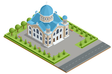 isometric synagogue mosque building synagogues vector image