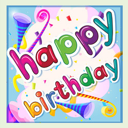 Happy birthday template with party horn vector