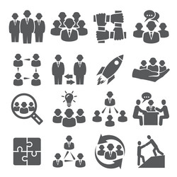 teamwork icons set on white background vector image