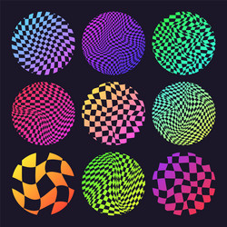 groovy checkered pattern neon round tiled grid vector image