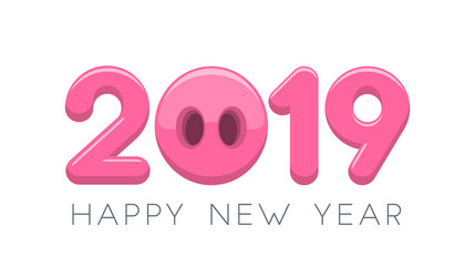 2019 happy new year typography design vector