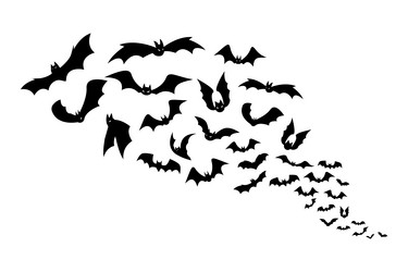 halloween bats group of flying creepy monster vector image