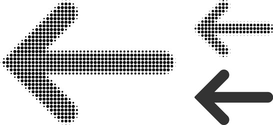 left arrow halftone dotted icon vector image