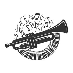 trumpet horn and piano organ with music note vector image