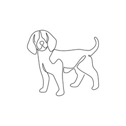 single one line drawing cute beagle dog vector image