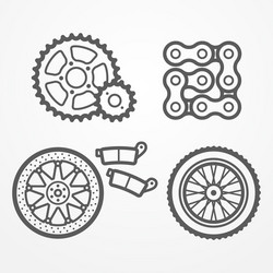 motorcycle parts icons vector image