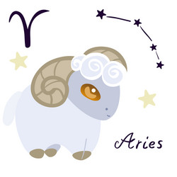 aries zodiac sign in cartoon style isolate vector image