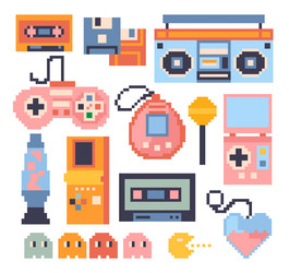 game pixel stickers set vector image