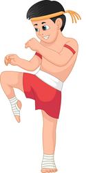 cartoon cute boy muay thai fighter vector image